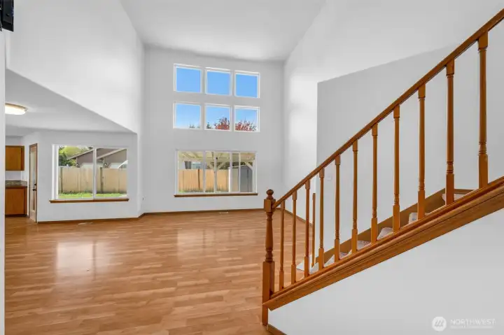 Enter to 20ft high ceilings.