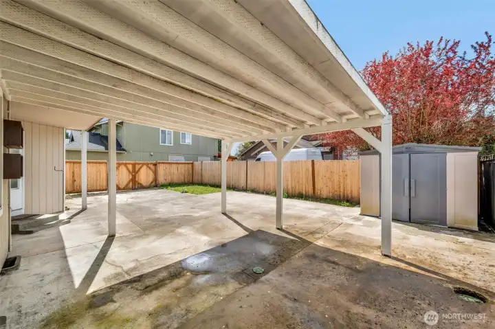 Back yard patio and access.