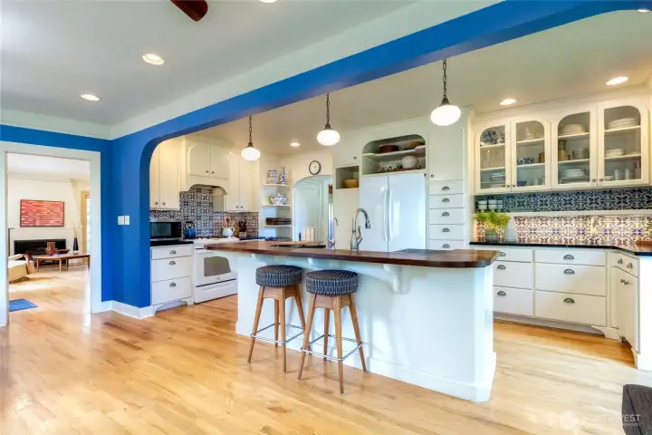 Kitchen with view into Living Room