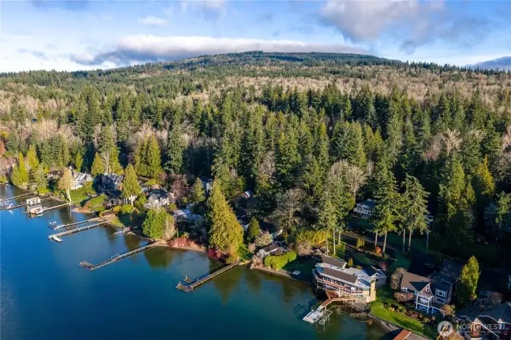 The cottage is nestled in the woods about in the center of this photo. The cottage is nestled in the woods about in the center of this photo.