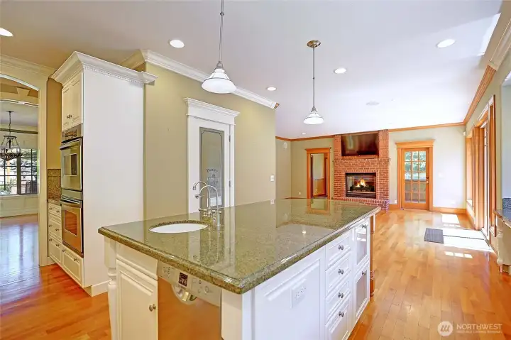 Looking toward the cozy living room and sun room.