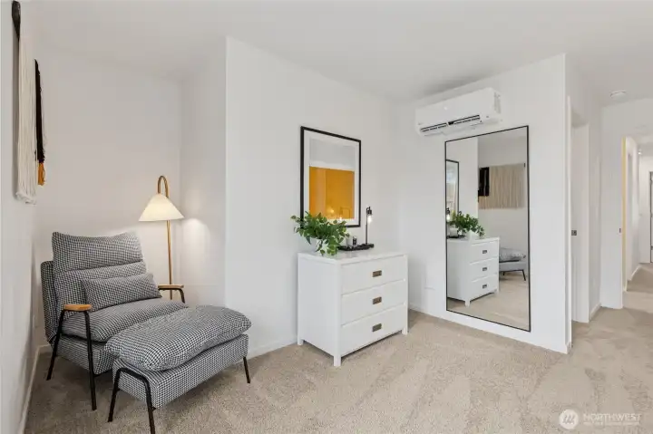 Great space for a large dresser or reading area.