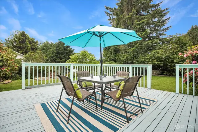 The oversized deck offers plenty of room to entertain.