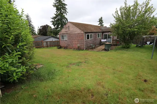A different perspective of the backyard from across the yard.
