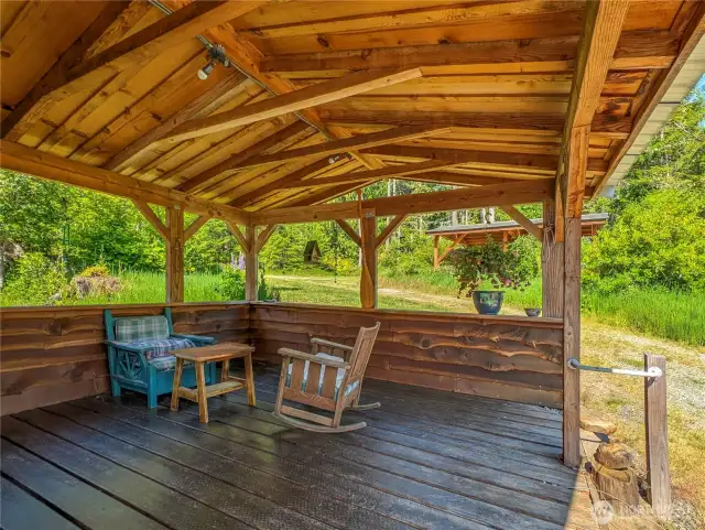 Main House covered deck looking toward covered parking