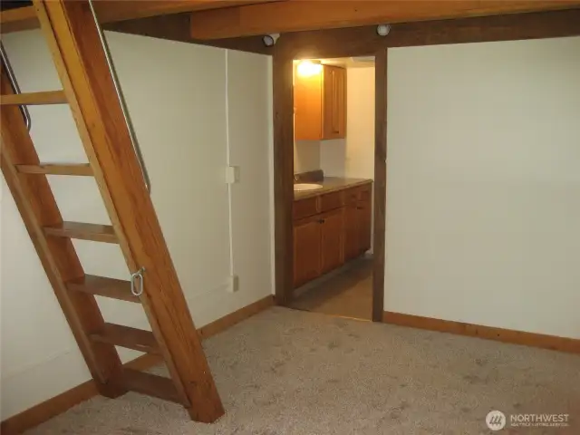 ADU Lower Bedroom with Ladder to Loft (from past rental listing)