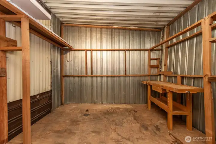 Inside the storage shed