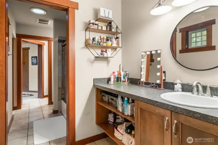 Jack and Jill bathroom conveniently connect the third and fourth bedroom