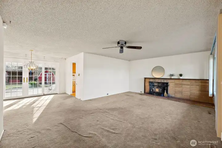 Dining Area and French Doors to the Large Backyard.