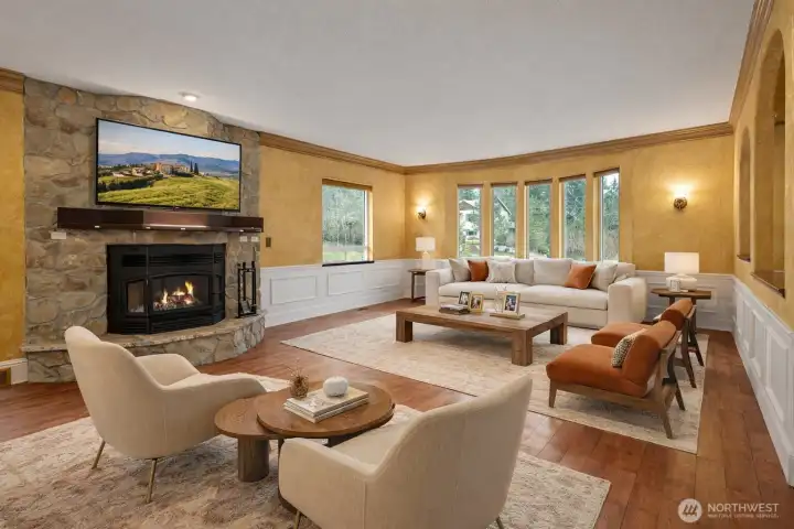 Great room virtually staged