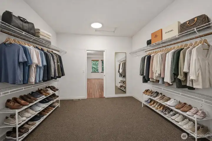 Primary Walk-in Closet virtually staged