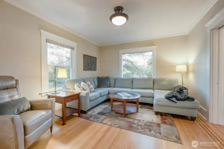 Big open floor plan with beautiful hardwood flooring.