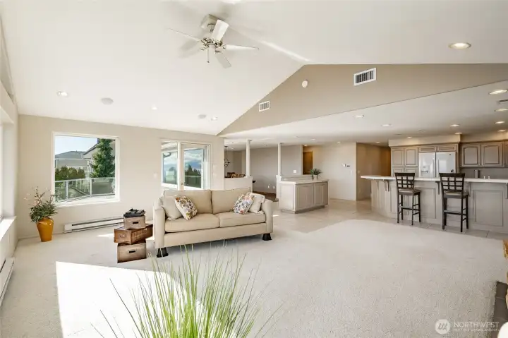 See deck access behind the love seat.