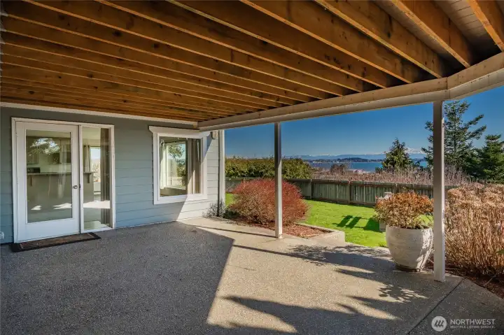 Garden level patio is quite private with a view.