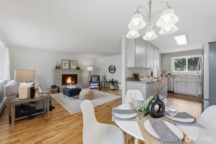 Stay connected with a great floorplan offering a dining area adjacent to the living room and kitchen.