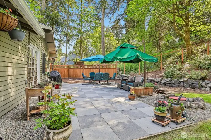 Firepit , extended patio pavers, furniture can stay too!