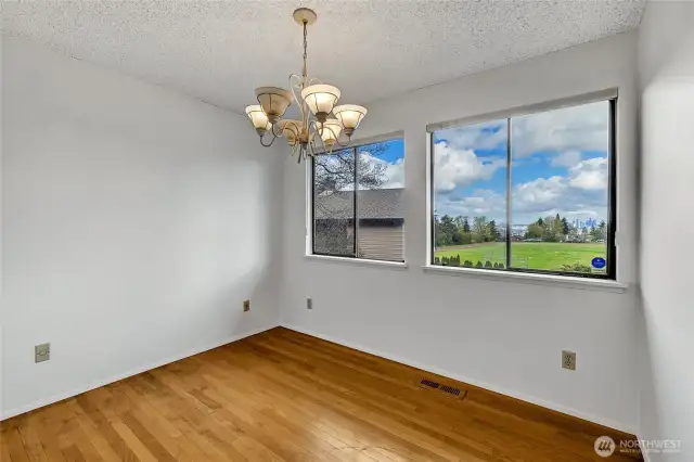 Kitchen eating area that has a surprise out the window...