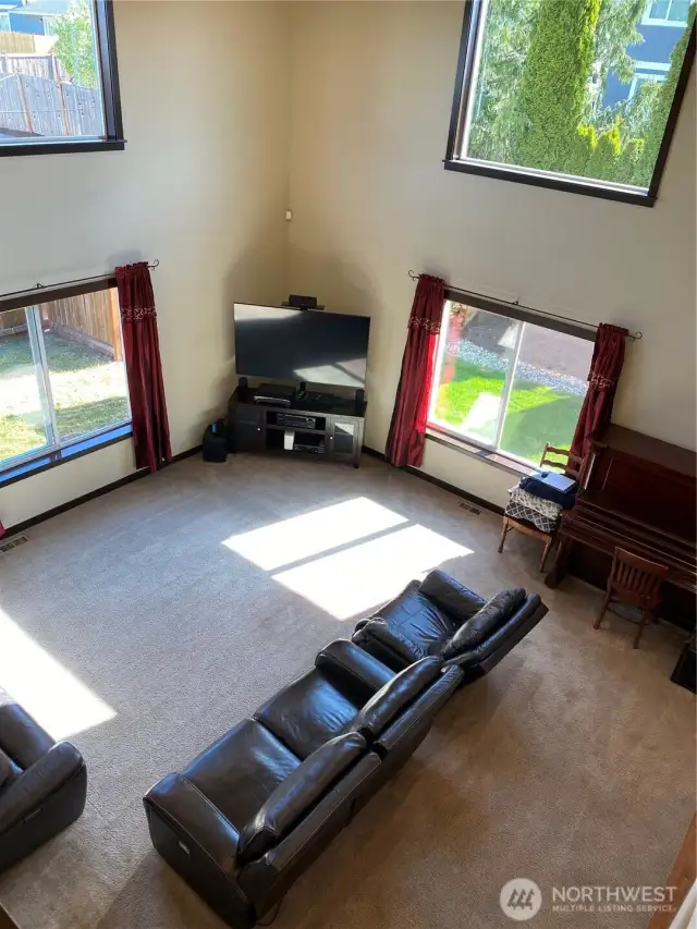 Looking down on Family room from loft