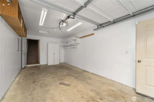 Private garage with workspace.