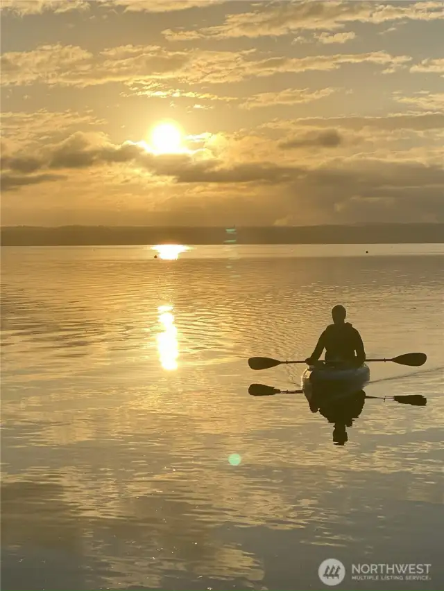 Paddle into serenity. Calm waters and endless views make Port Susan a kayaker’s paradise.