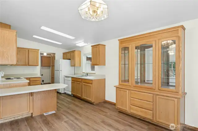 Kitchen with built in eating space