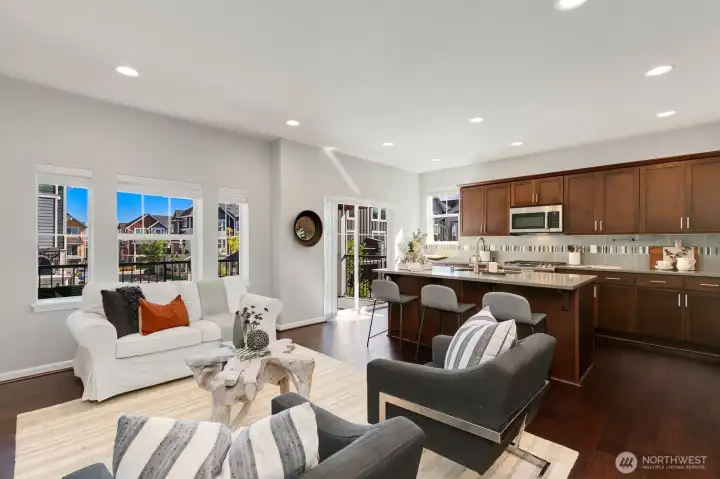Natural light floods kitchen and great room.