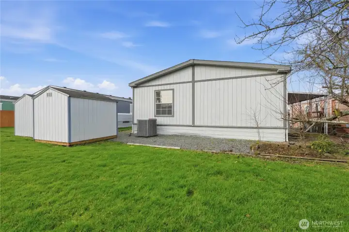 Back yard with storage shed