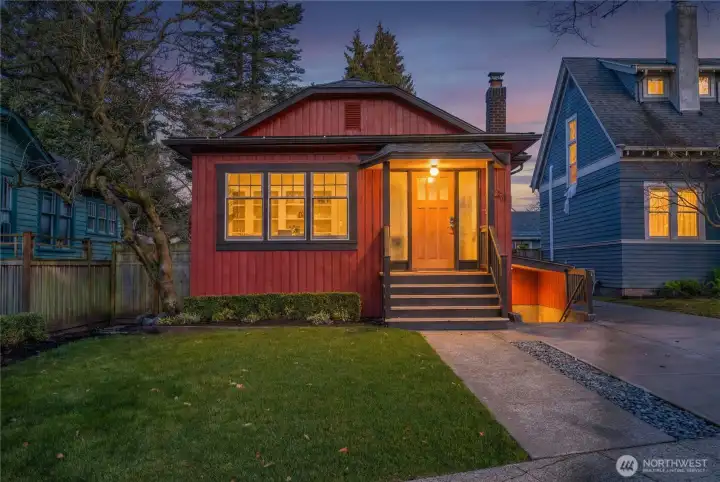 South facing, fresh landscaping, private drive with space for two + cars for off street parking.