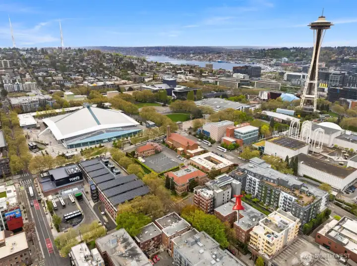 Spectacular location with 97 Walk Score. One block to Climate Pledge Arena and Seattle Center.