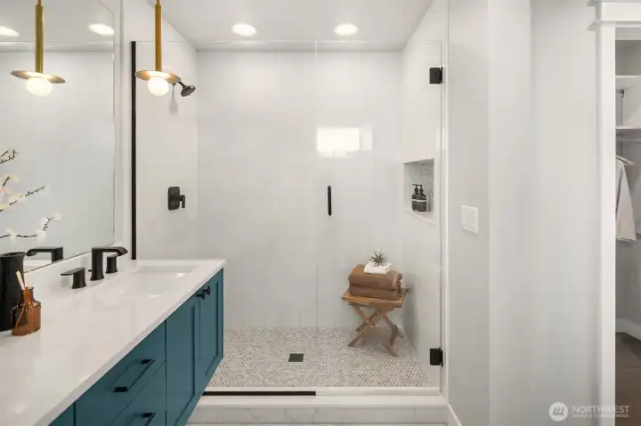 Primary bathroom shower.