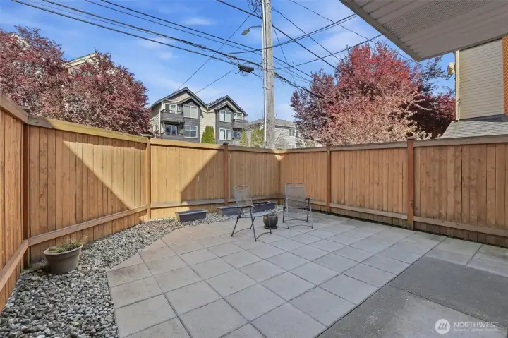 Large fence & private paver patio