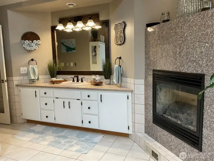 Primary Bath with fireplace