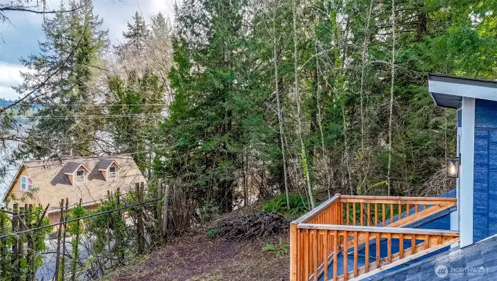 Juliet Balcony off primary bedroom with view of Henderson Bay