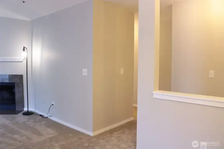 entry on the right, living room on the left