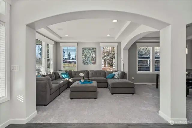 Light and bright living room with tons of windows.