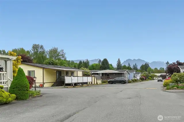 Mountain views and lots of guest parking~