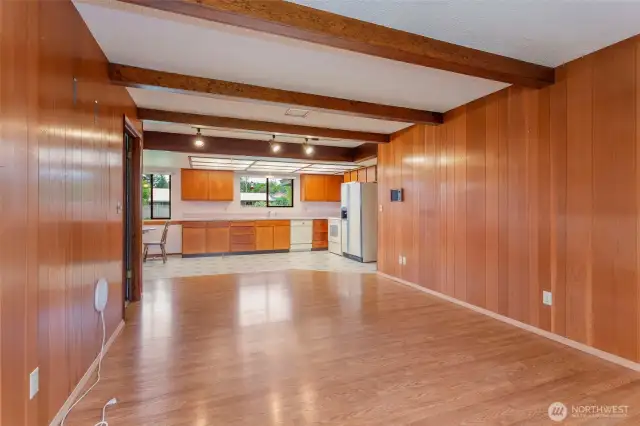 Looking from great room into kitchen