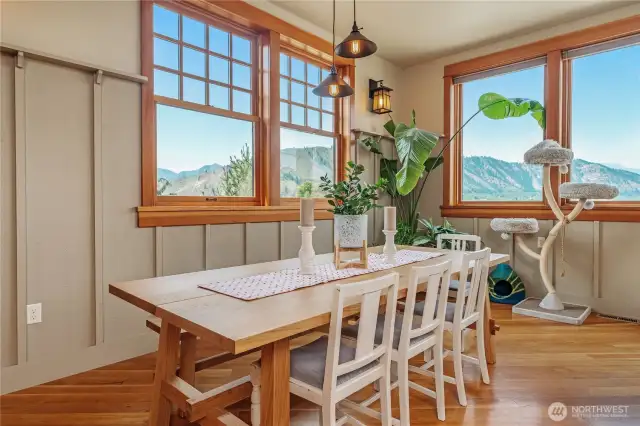 Dining area framed by stunning surrounding views—perfect for everyday meals or elegant gatherings.