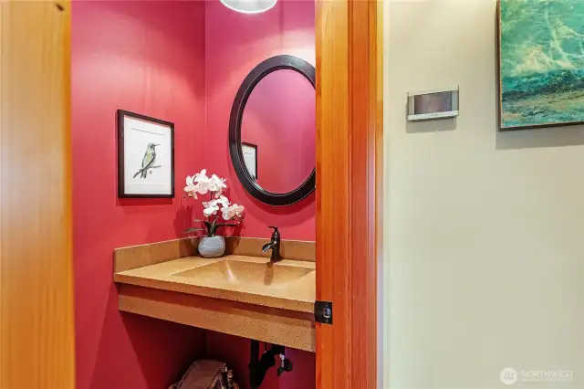 Convenient guest bathroom located on the main level for easy access and comfort.