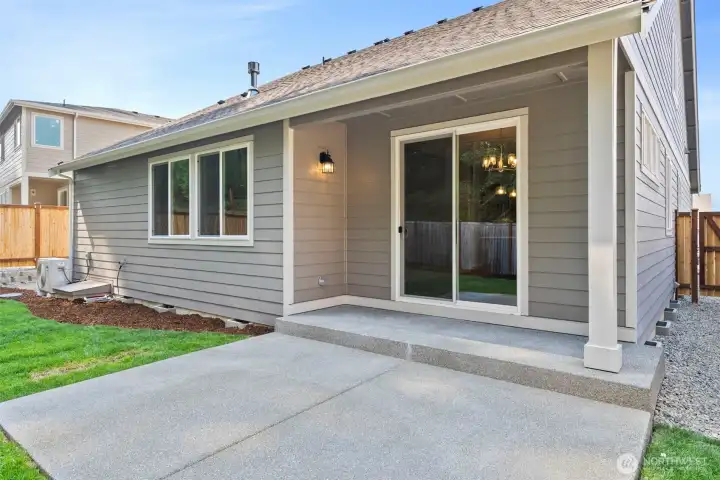 Extended patio for additional outdoor space.