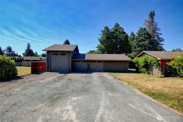 3 bay garage with shop area!