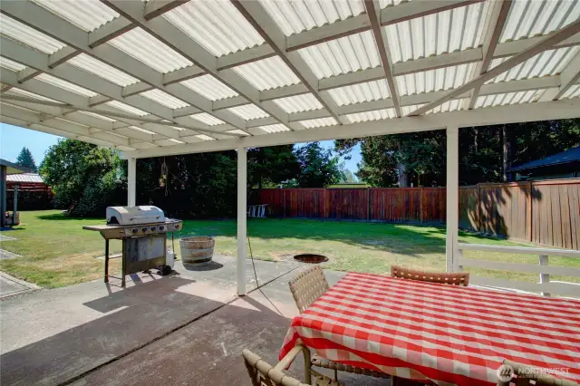 Large covered back patio.