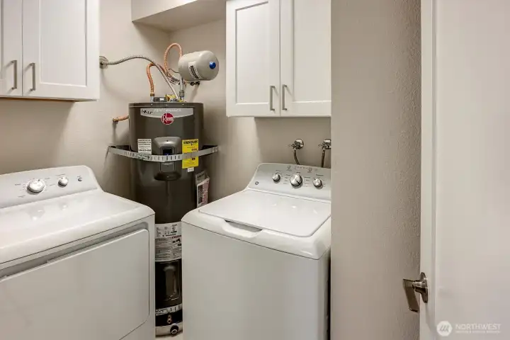 Seperate laundry room with new Hot water tank and W/D.