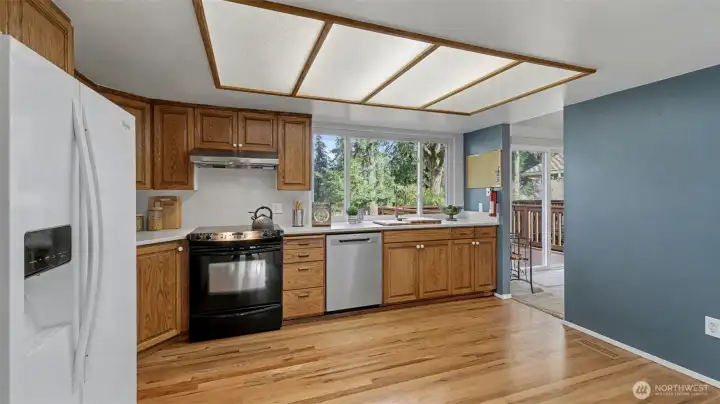 A well-connected kitchen with easy flow to dining and living spaces