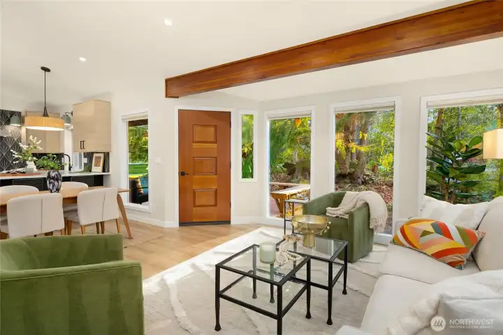 The front door opens into the great room