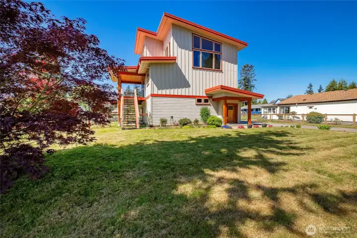 Another view. Another nice feature for entertaining neighbors is that they just come up the stairs to the deck and do not have to go through the home.