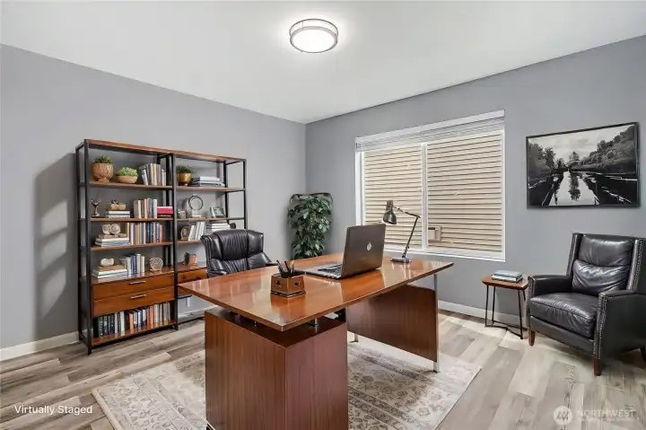 Bedroom 3 staged as office