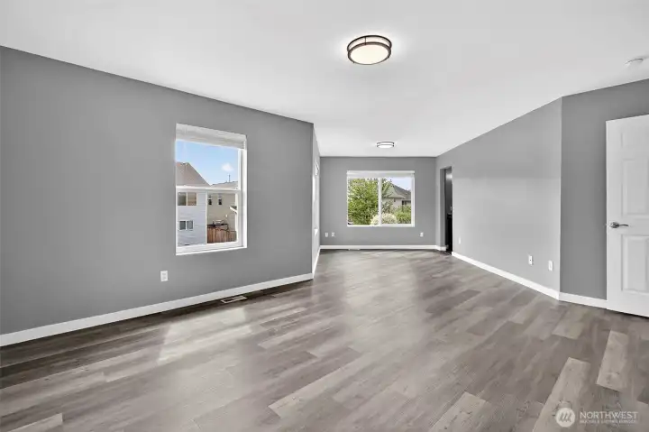 There is room in here for a nursery, office setup, workout area, book nook. . .