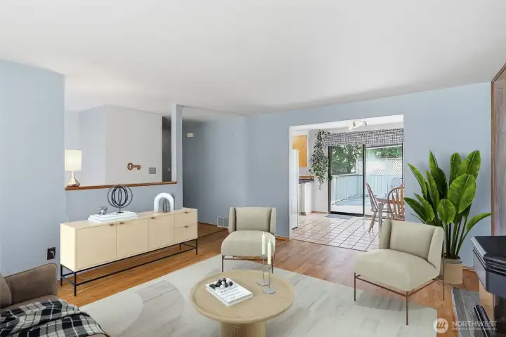 Living Room to Kitchen, Virtually Staged
