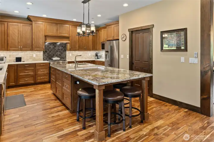 Kitchen with large island and walk-in pantry